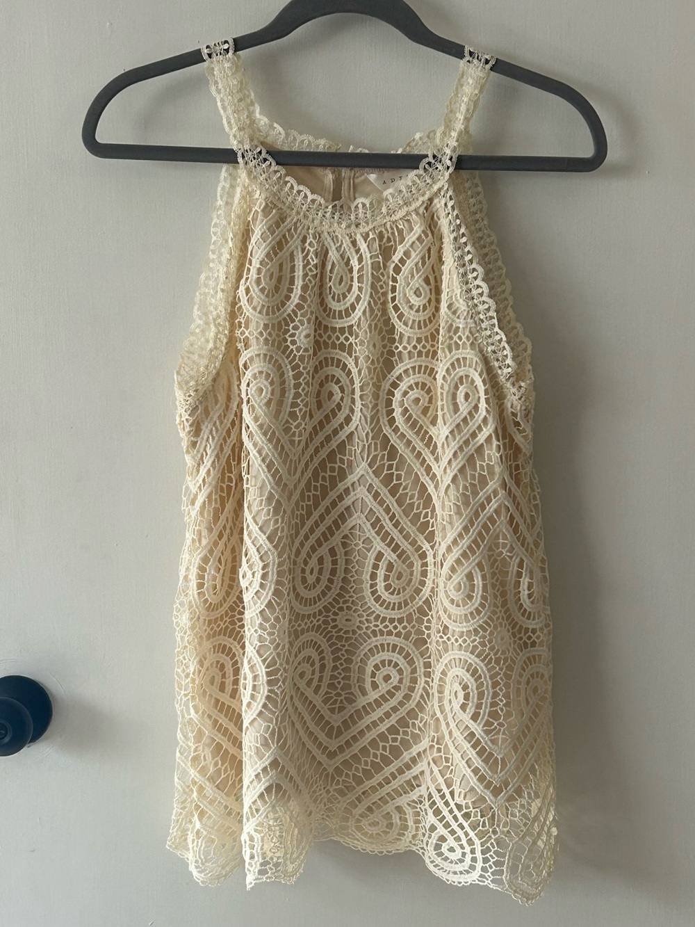 Adiva Cream Crochet Halter Top